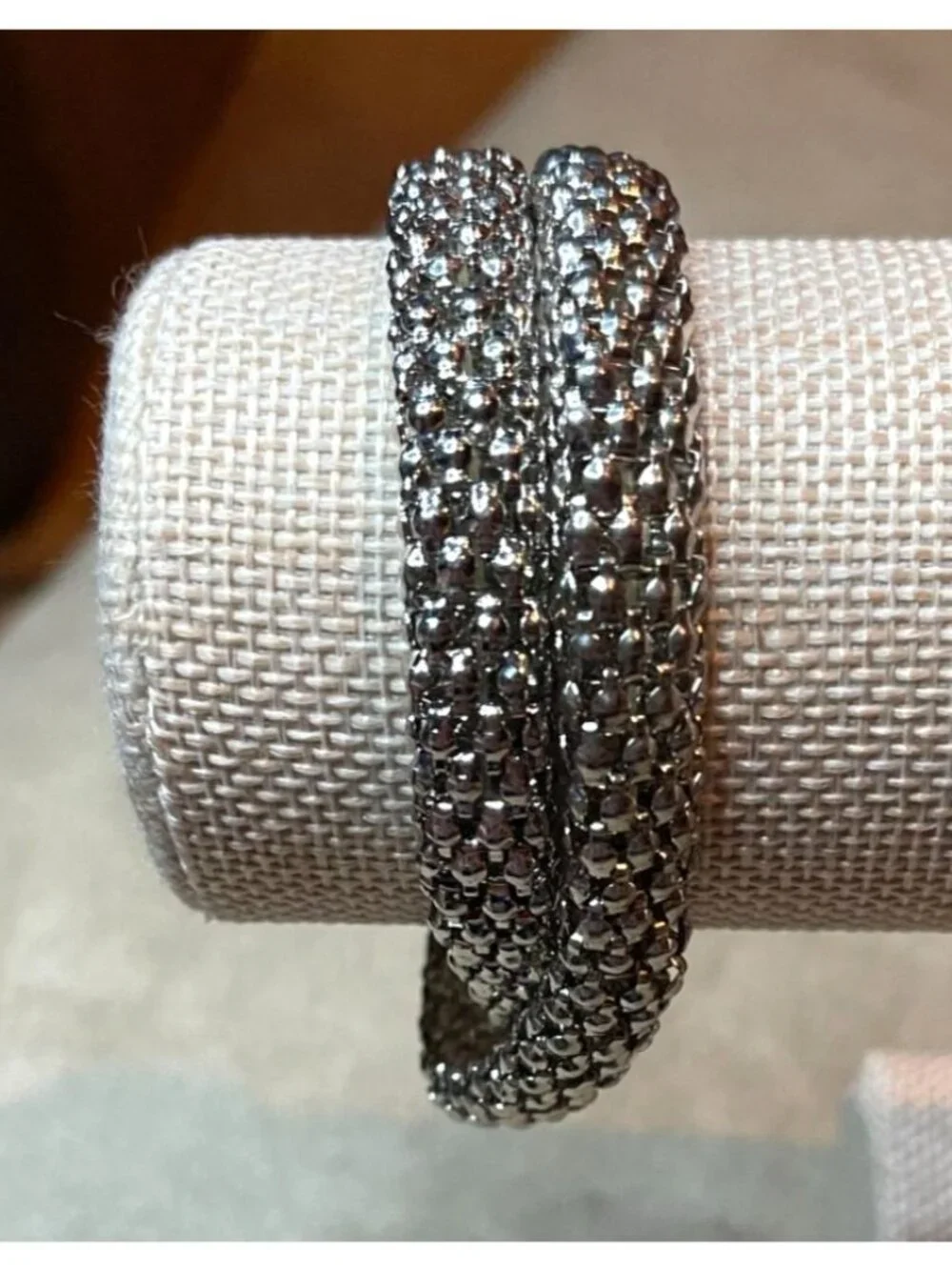 Express Twisted Mesh Stretch Intertwined Silver Toned Bracelet Vintage Y2K